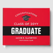 赤と黒の卒業式パーソナライズされたゲストブック ゲストブック (正面)