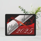 赤と黒の卒業発表カード 招待状 (スタンド正面)