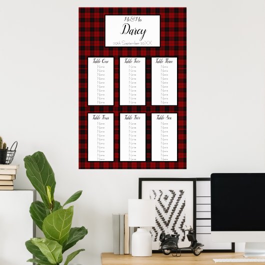 赤と黒の台座グラフ ポスター (ホームオフィス)