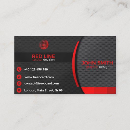 赤と黒の名刺テンプレート 名刺 (正面)