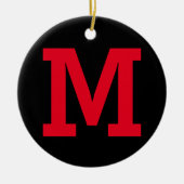 赤と黒の名前をカスタムする大イニシャル文字 セラミックオーナメント (正面)