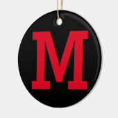赤と黒の名前をカスタムする大イニシャル文字 セラミックオーナメント (左)