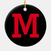 赤と黒の名前をカスタムする大イニシャル文字 セラミックオーナメント (裏面)