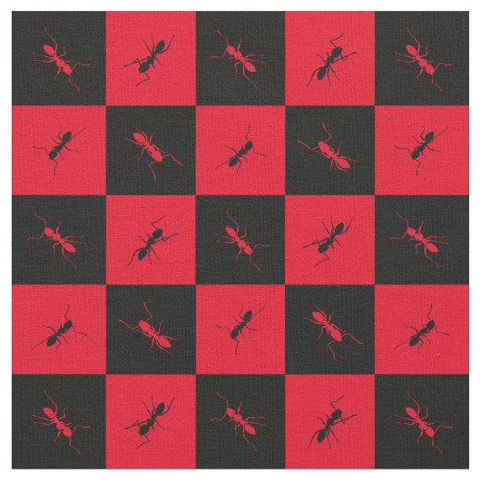 赤と黒の四角形をしたアリ ファブリック (クローズアップ)