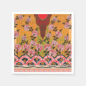 赤と黒の壁のデザインつる。 スタンダードカクテルナプキン (正面)