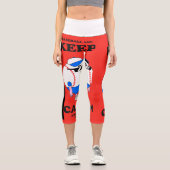 赤と黒の女性のレギンス カプリレギンス (正面)