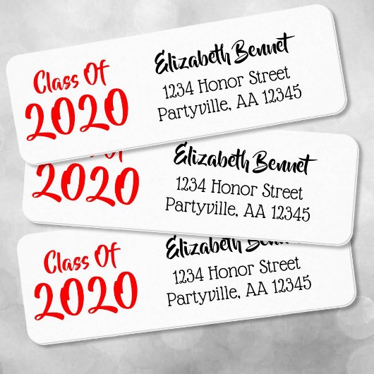 赤と黒の学校の色クラス年のアドレス ラベル