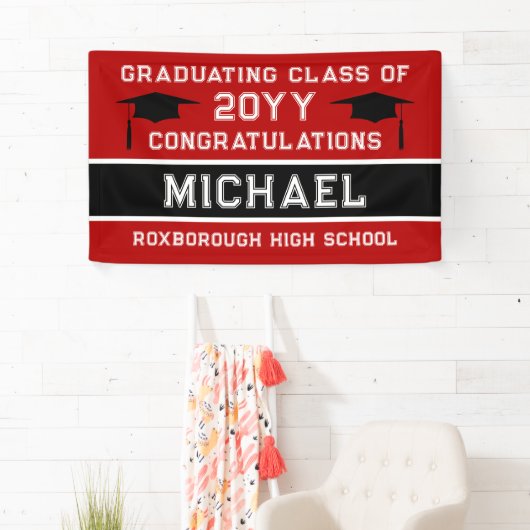赤と黒の学色卒業 横断幕 (インサイチュ)