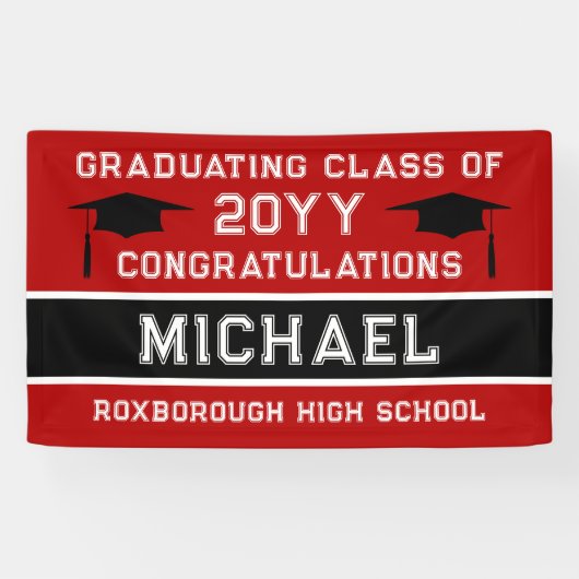 赤と黒の学色卒業 横断幕 (横)