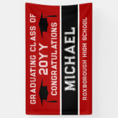 赤と黒の学色卒業 横断幕 (縦)