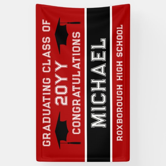 赤と黒の学色卒業 横断幕 (縦)