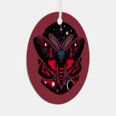 赤と黒の宇宙の蛾 – 天の神秘的 メタルオーナメント (正面右)