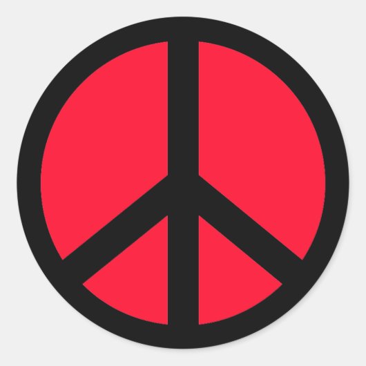 赤と黒の平和サインのシール ラウンドシール (正面)