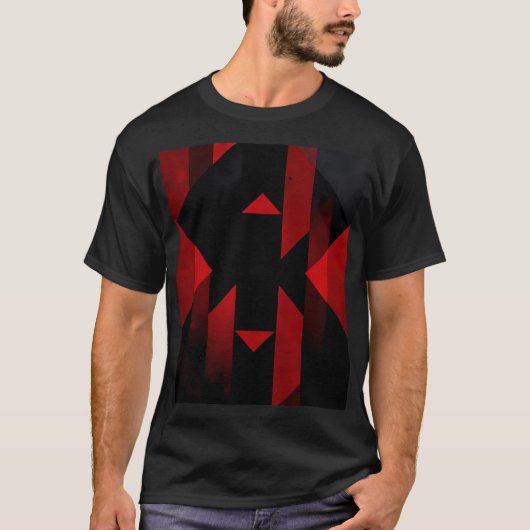 赤と黒の幾何学模様 Tシャツ (正面)