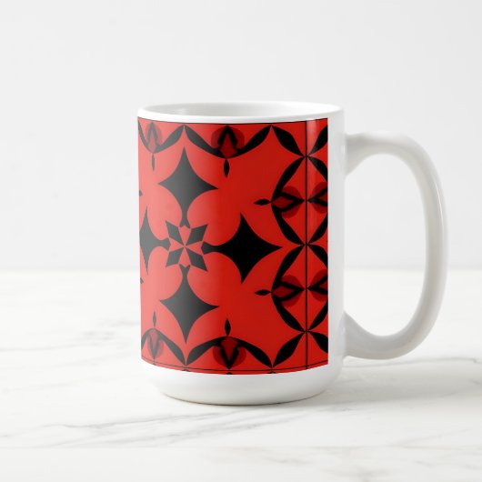 赤と黒の幾何学的な抽象芸術 コーヒーマグカップ (右)