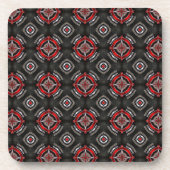 赤と黒の幾何学的パターン コースター (正面)