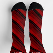 赤と黒の幾何学的パッチワークキルト ソックス (上部)