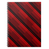 赤と黒の幾何学的パッチワークキルト ノートブック (正面)