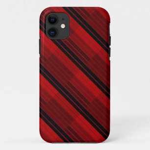 赤と黒の幾何学的パッチワークキルト iPhone 11 ケース