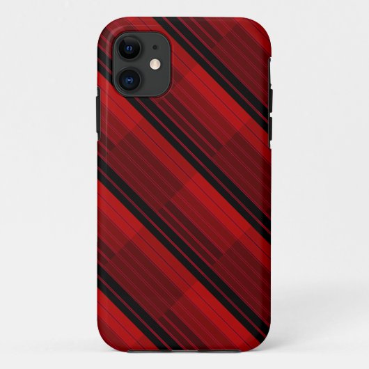 赤と黒の幾何学的パッチワークキルト Case-Mate iPhoneケース (裏面)