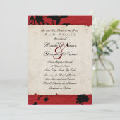 赤と黒の引き裂かれた紙結婚式招待状 招待状 (スタンド正面)