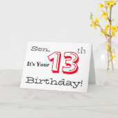 赤と黒の息子の13歳の誕生日の挨拶。 カード (黄色い花)