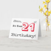 赤と黒の息子の21歳の誕生日の挨拶。 カード (黄色い花)