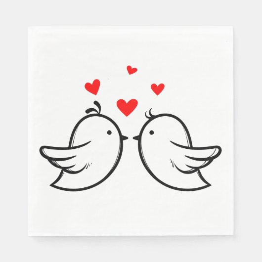 赤と黒の愛の鳥の結婚式パーティーありがとう スタンダードランチョンナプキン (正面)
