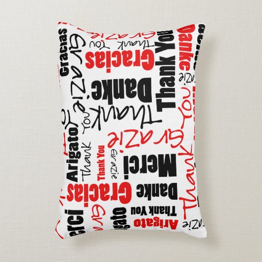 赤と黒の感謝の言葉 アクセントクッション (正面(垂直))