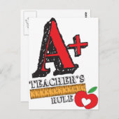 赤と黒の手がプラス先生規則を描画 ポストカード (正面/裏面)