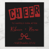 赤と黒の手描き弓のスケッチ結婚ズ ワインラベル (シングルラベル)