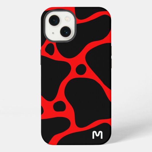 赤と黒の抽象芸術キリン模様 iPhoneケース (裏面)