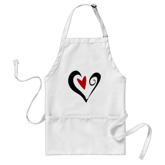 赤と黒の抽象芸術ハートロマンモダンチック スタンダードエプロン (正面)