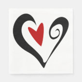 赤と黒の抽象芸術ハートロマンモダンチック スタンダードランチョンナプキン (正面)