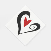 赤と黒の抽象芸術ハートロマンモダンチック スタンダードランチョンナプキン (角)