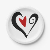 赤と黒の抽象芸術ハートロマンモダンチック ペーパープレート (正面)