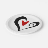 赤と黒の抽象芸術ハートロマンモダンチック ペーパープレート (アングル)