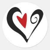 赤と黒の抽象芸術ハートロマンモダンチック ラウンドシール (正面)