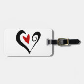 赤と黒の抽象芸術ハートロマンモダンチック ラゲッジタグ (正面横)