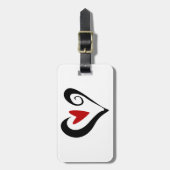 赤と黒の抽象芸術ハートロマンモダンチック ラゲッジタグ (正面縦)