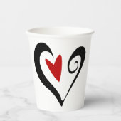 赤と黒の抽象芸術ハートロマンモダンチック 紙コップ (正面)