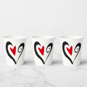 赤と黒の抽象芸術ハートロマンモダンチック 紙コップ