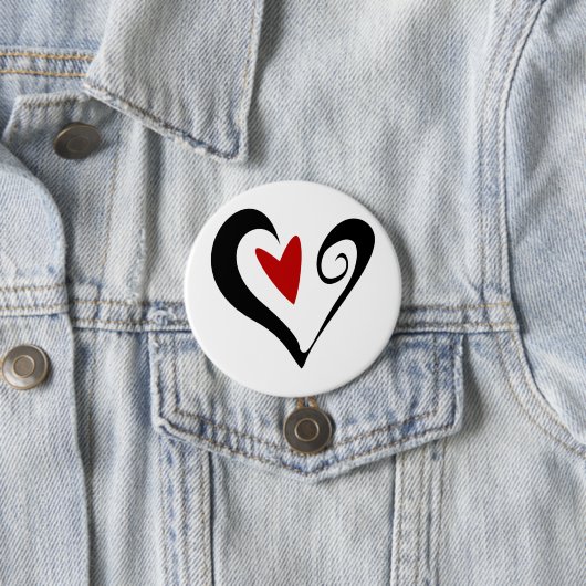 赤と黒の抽象芸術ハートロマンモダンチック 缶バッジ (インサイチュ)
