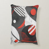 赤と黒の抽象芸術幾何学円 アクセントクッション (裏面(縦))