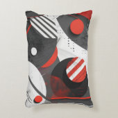 赤と黒の抽象芸術幾何学円 アクセントクッション (正面(垂直))
