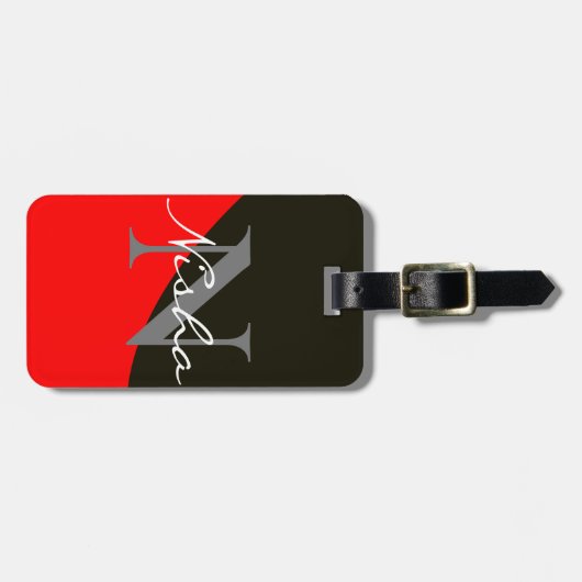 赤と黒の抽象芸術 ラゲッジタグ (正面横)
