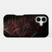 赤と黒の抽象芸術 iPhone 16ケース (裏面横)