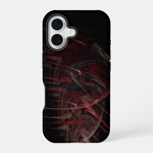 赤と黒の抽象芸術 iPhone 16ケース (裏面)
