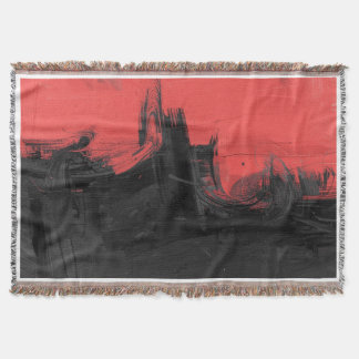 赤と黒の抽象表現主義アート スローブランケット