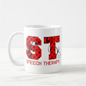 赤と黒の文字の水玉模様 コーヒーマグカップ (左)